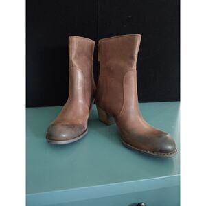 Crown Vintage Womens Genuine Leather Boots with Back‎ Zippers, Brown, Size 7